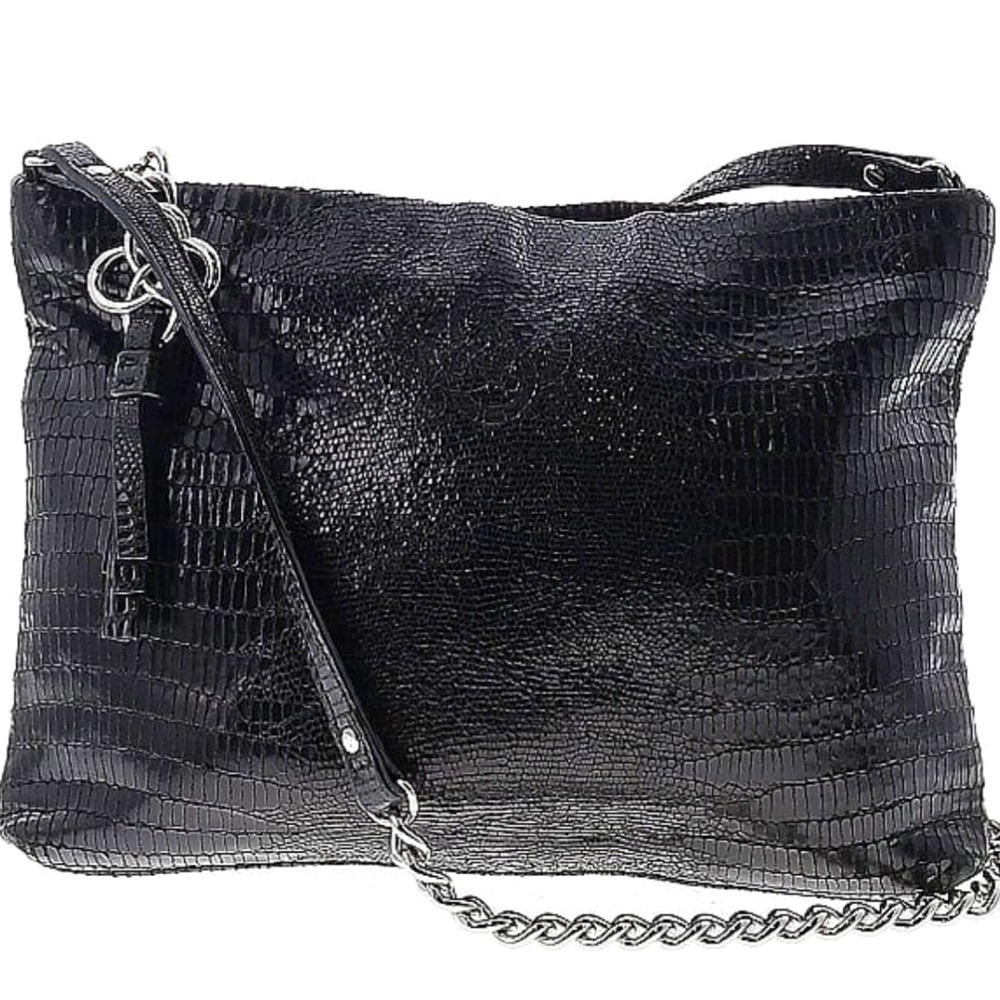 Stella & Dot Lamb Skin Black Crossbody Bag Brand New